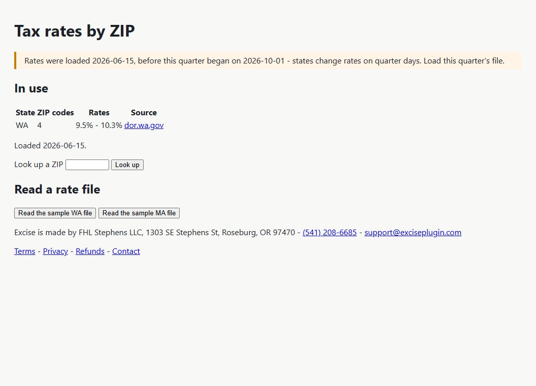 Excise: its own screen
