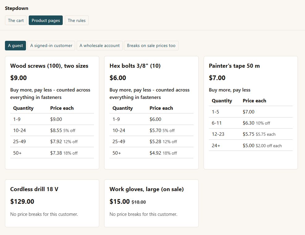 Stepdown: another of its screens