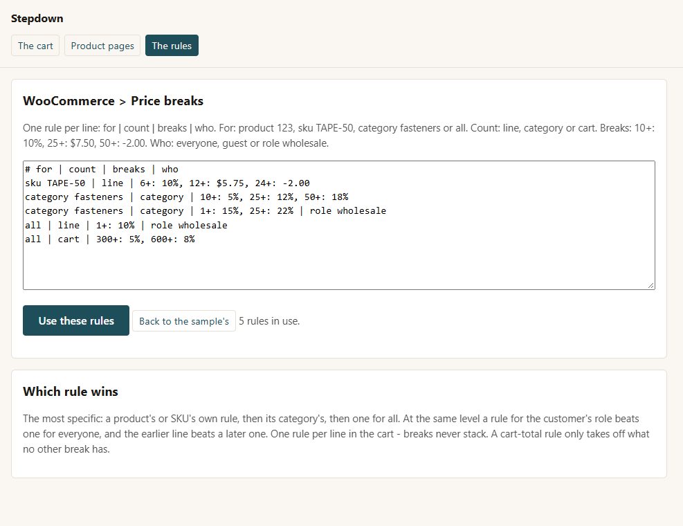Stepdown: another of its screens