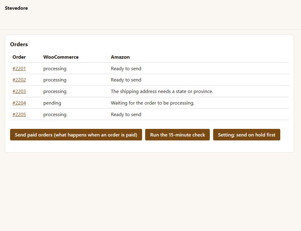 Stevedore: another of its screens
