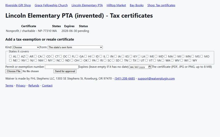 Waiver: its own screen
