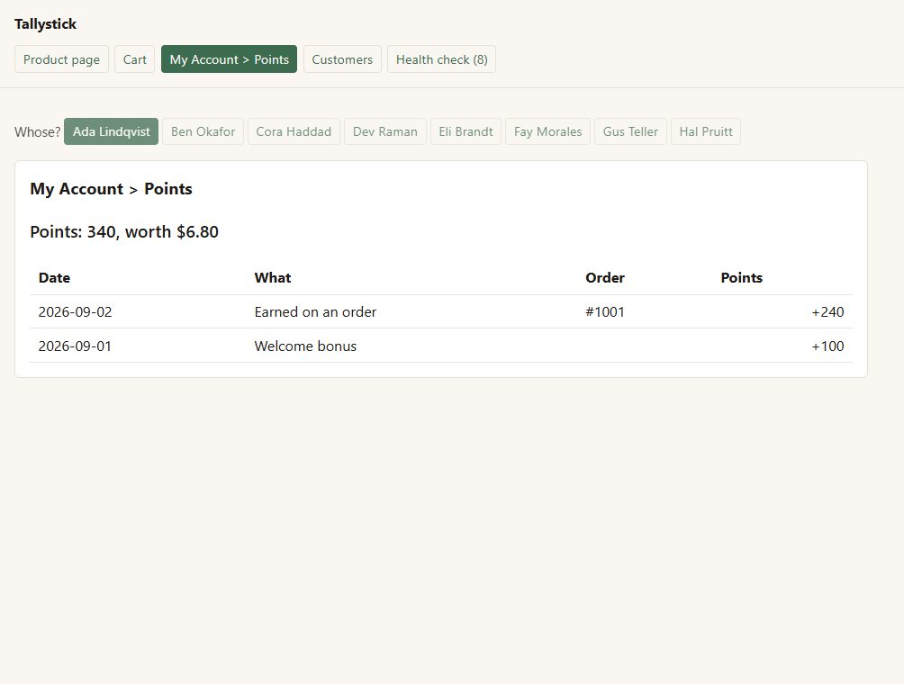Tallystick: another of its screens